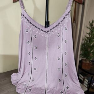 Lavender Embroidered Tank Top